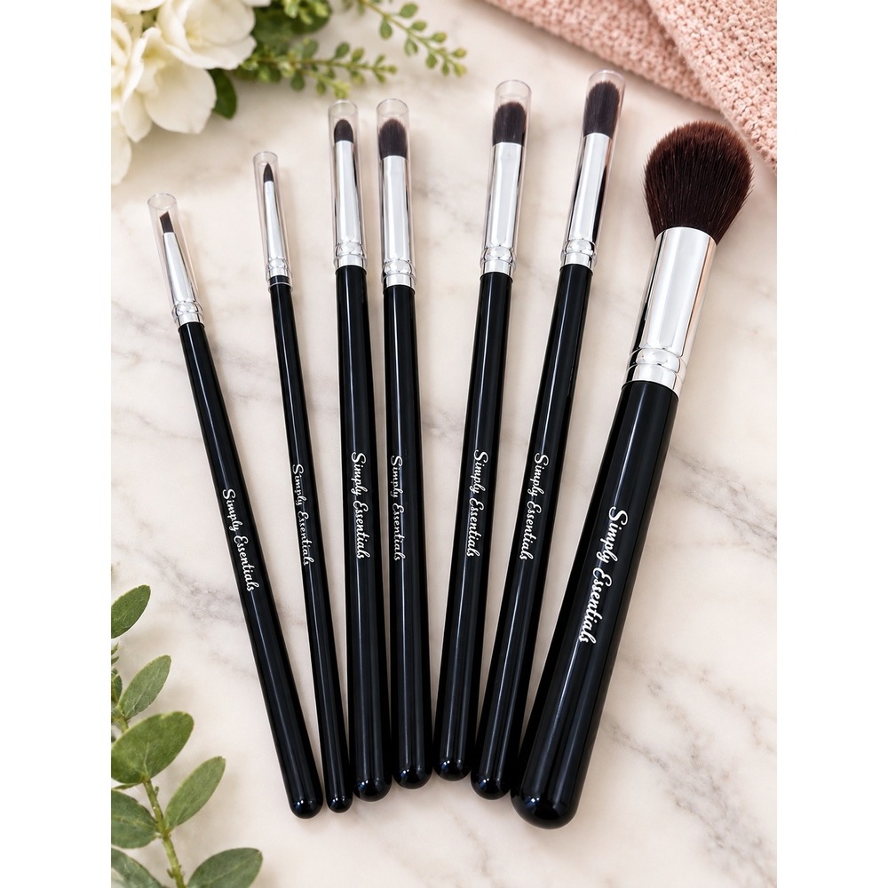 Simply Essentials Makeup Brush Set Women OS Black Good 7 Piece Eye Face Kit